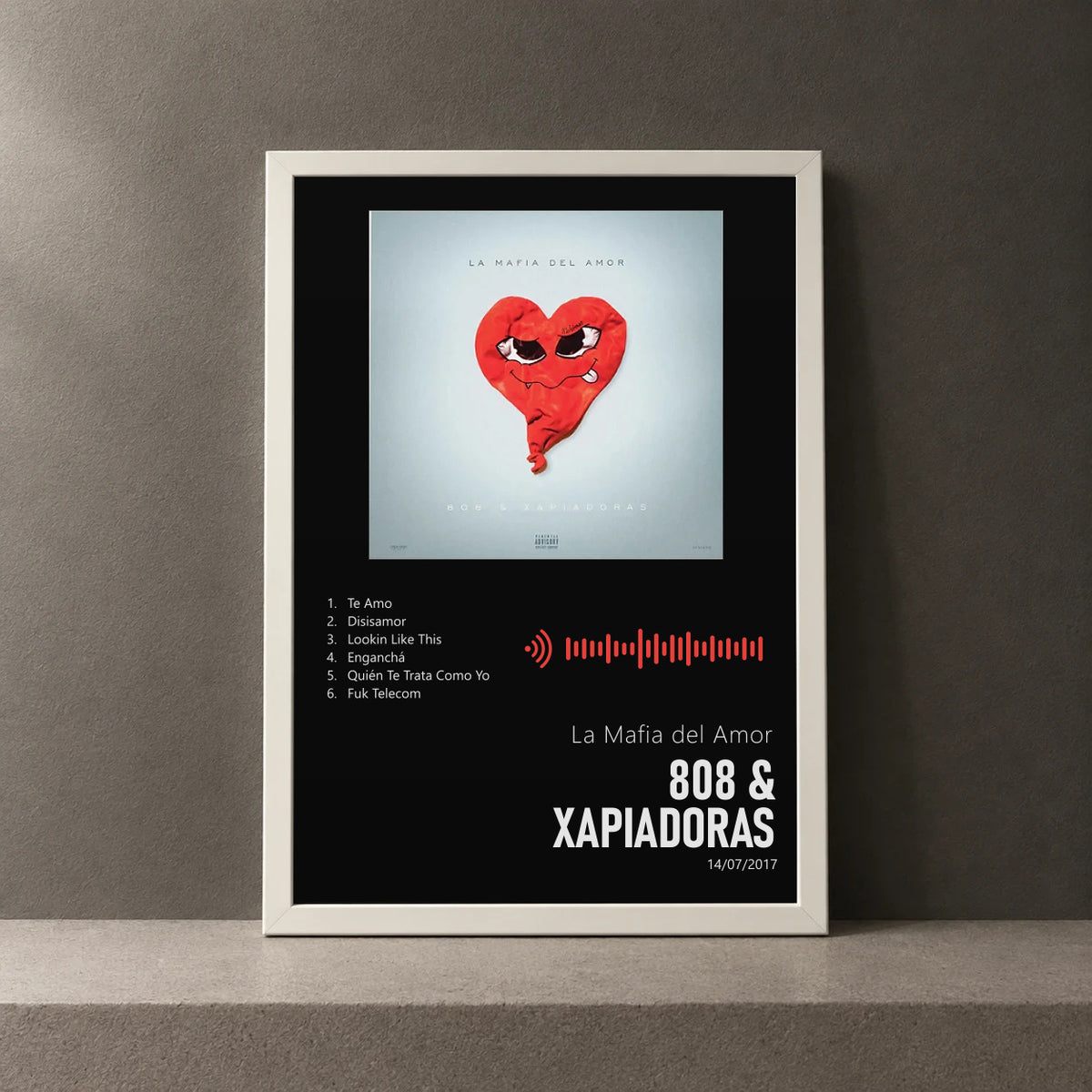 Cuadro de 808 & Xapiadoras de La Mafia del Amor, marco de 18 x 24 cm