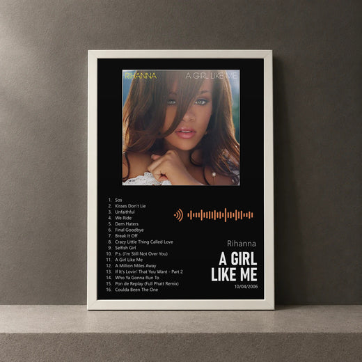Cuadro de A Girl Like Me de Rihanna, marco de 18 x 24 cm