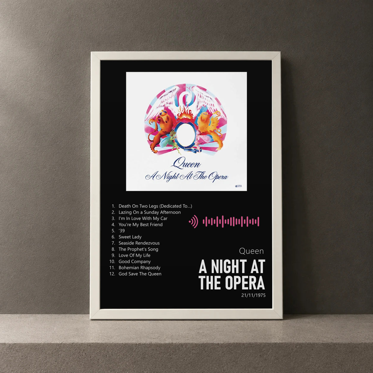 Cuadro de A Night At The Opera de Queen, marco de 18 x 24 cm