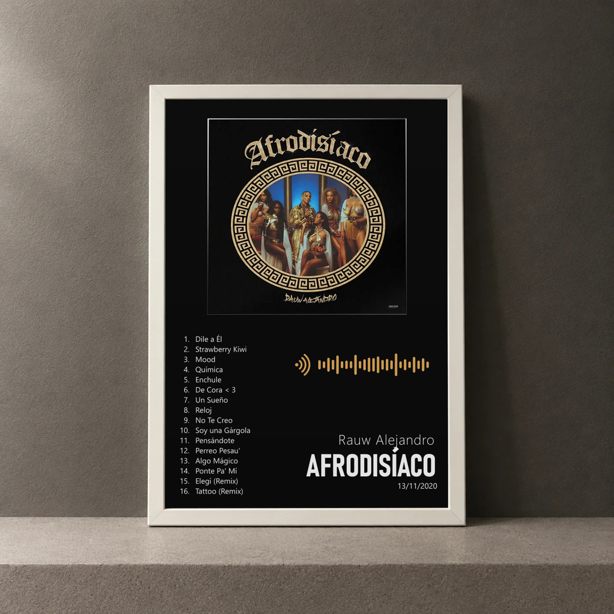 Cuadro de Afrodisíaco de Rauw Alejandro, marco de 18 x 24 cm