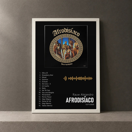 Cuadro de Afrodisíaco de Rauw Alejandro, marco de 18 x 24 cm