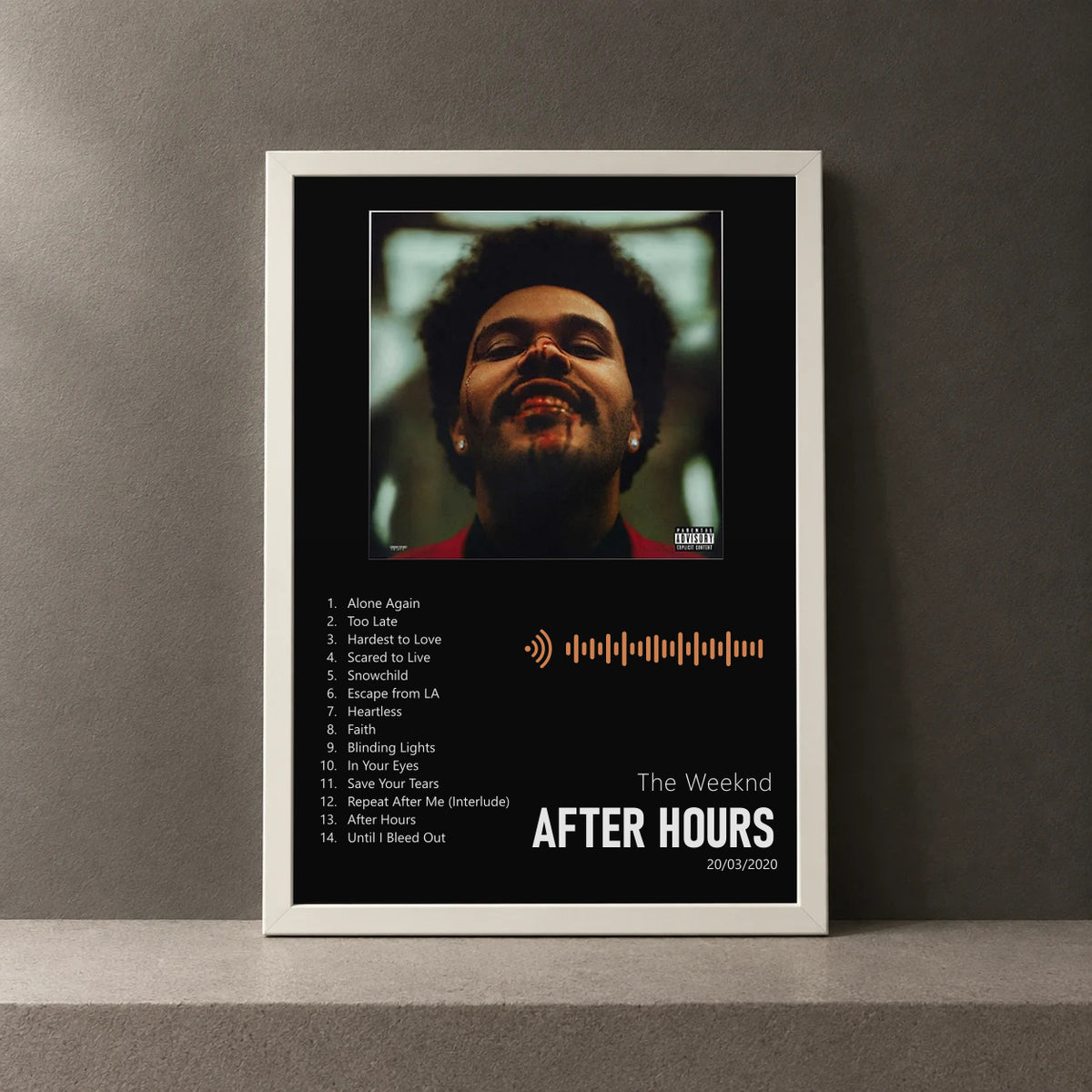 Cuadro de After Hours de The Weeknd, marco de 18 x 24 cm
