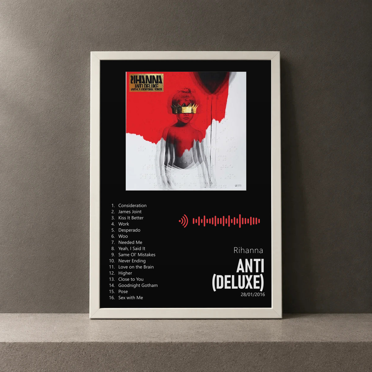 Cuadro de ANTI (Deluxe) de Rihanna, marco de 18 x 24 cm