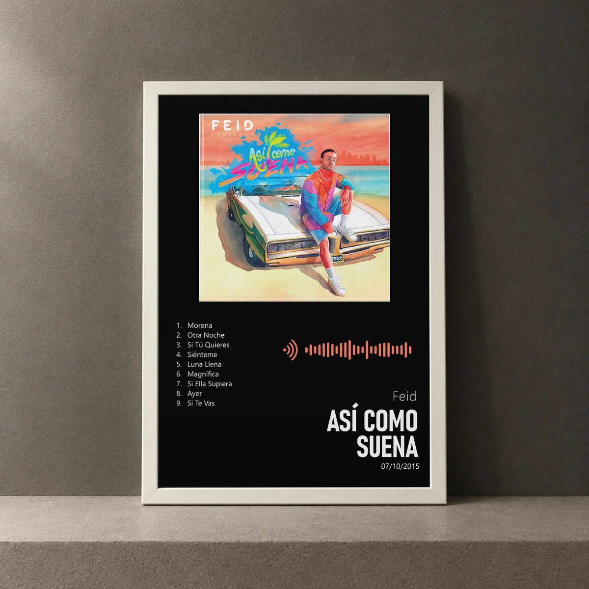 Cuadro de Así Como Suena de Feid, marco de 18 x 24 cm