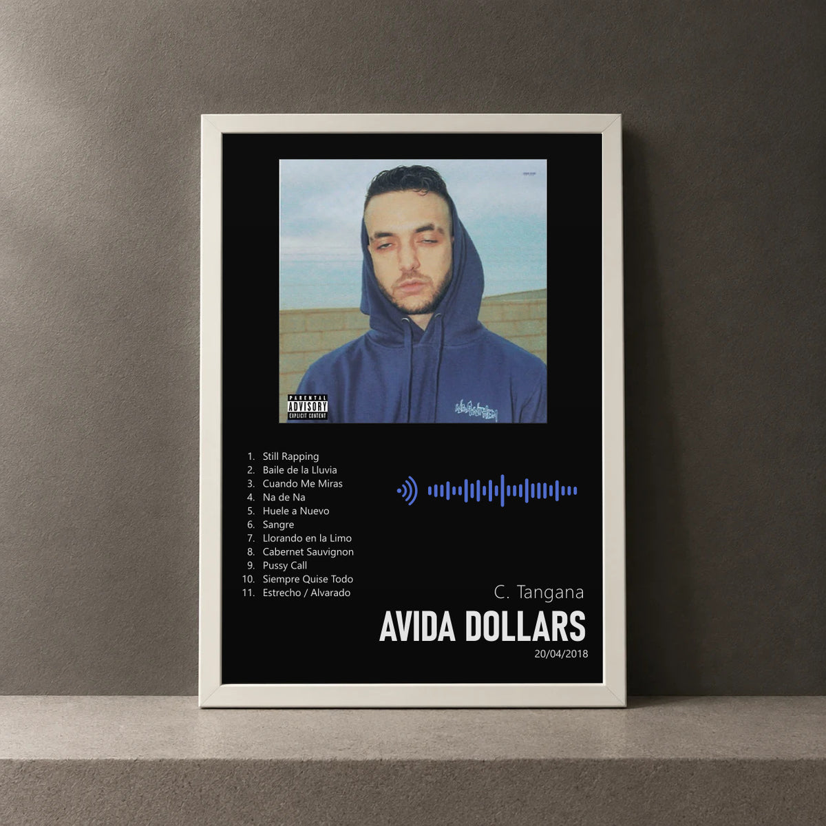 Cuadro de Avida Dollars de C. Tangana, marco de 18 x 24 cm