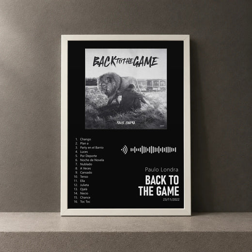 Cuadro de Back To The Game de Paulo Londra, marco de 18 x 24 cm