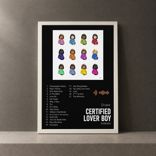 Cuadro de Certified Lover Boy de Drake, marco de 18 x 24 cm