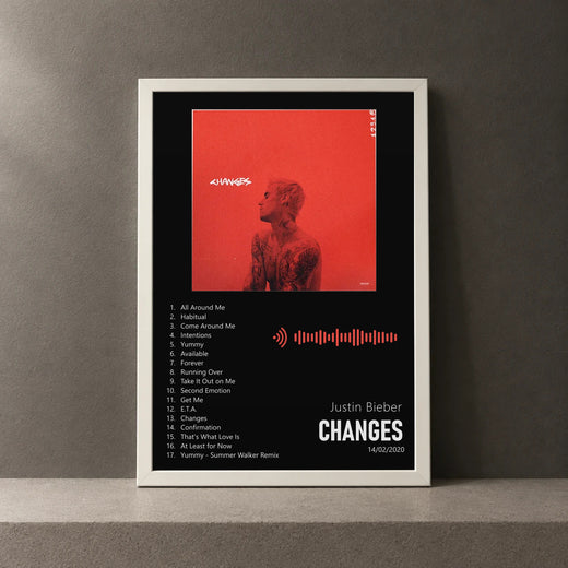 Cuadro de Changes de Justin Bieber, marco de 18 x 24 cm