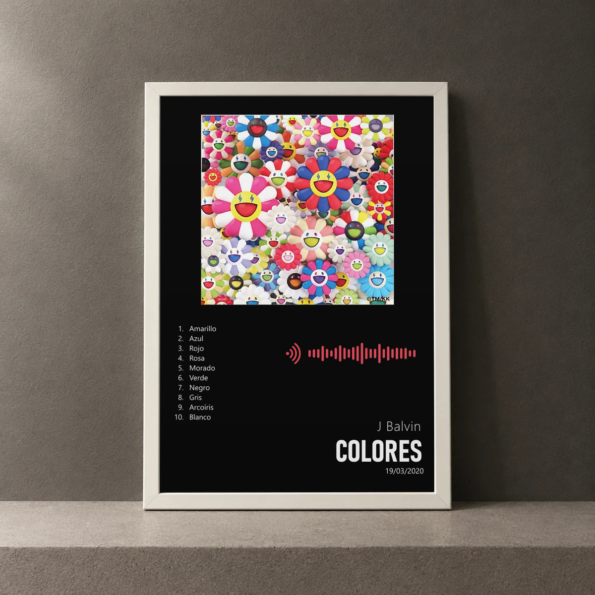 Cuadro de Colores de J Balvin, marco de 18 x 24 cm