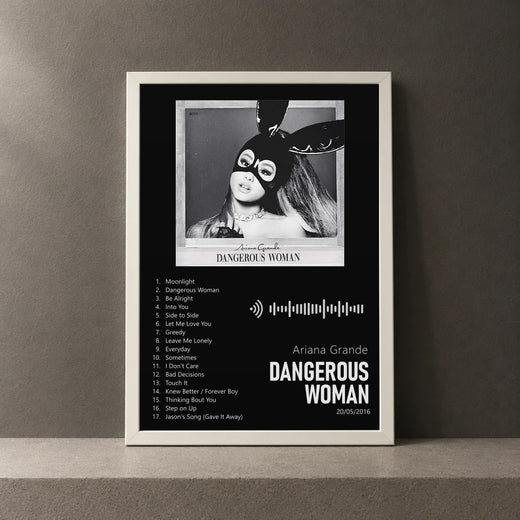 Cuadro de Dangerous Woman de Ariana Grande, marco de 18 x 24 cm