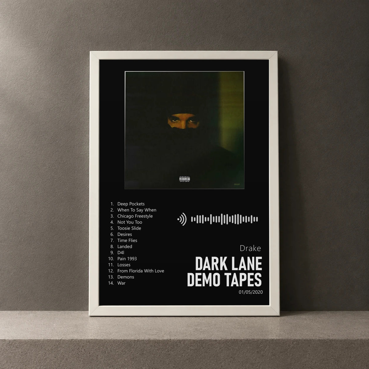 Cuadro de Dark Lane Demo Tapes de Drake, marco de 18 x 24 cm