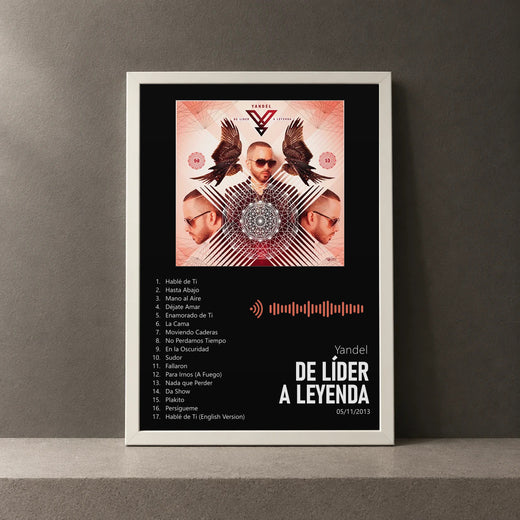 Cuadro de De Líder a Leyenda de Yandel, marco de 18 x 24 cm