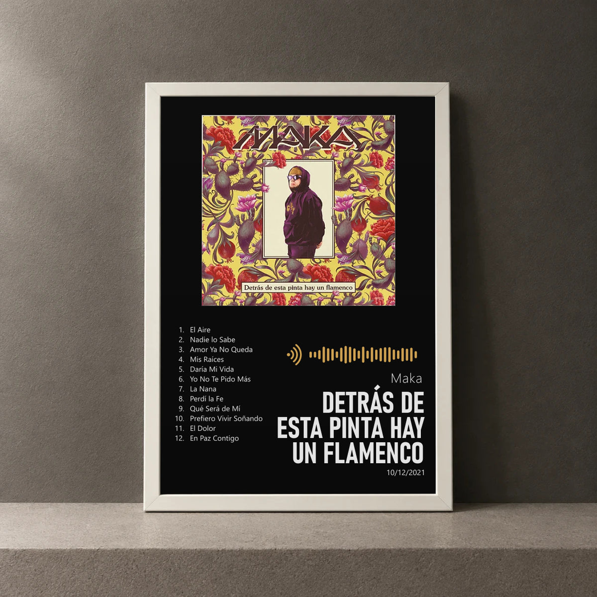 Cuadro de Detrás de Esta Pinta Hay un Flamenco de Maka, marco de 18 x 24 cm