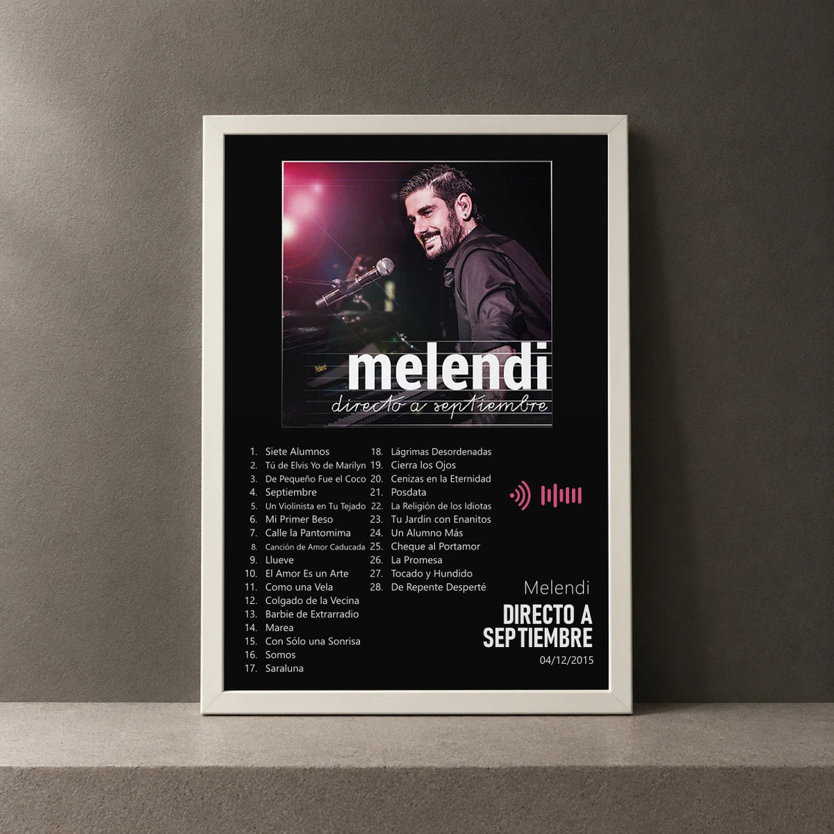 Cuadro de Directo a Septiembre de Melendi, marco de 18 x 24 cm