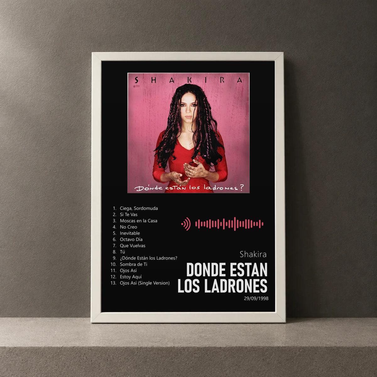 Cuadro de Donde Estan Los Ladrones de Shakira, marco de 18 x 24 cm
