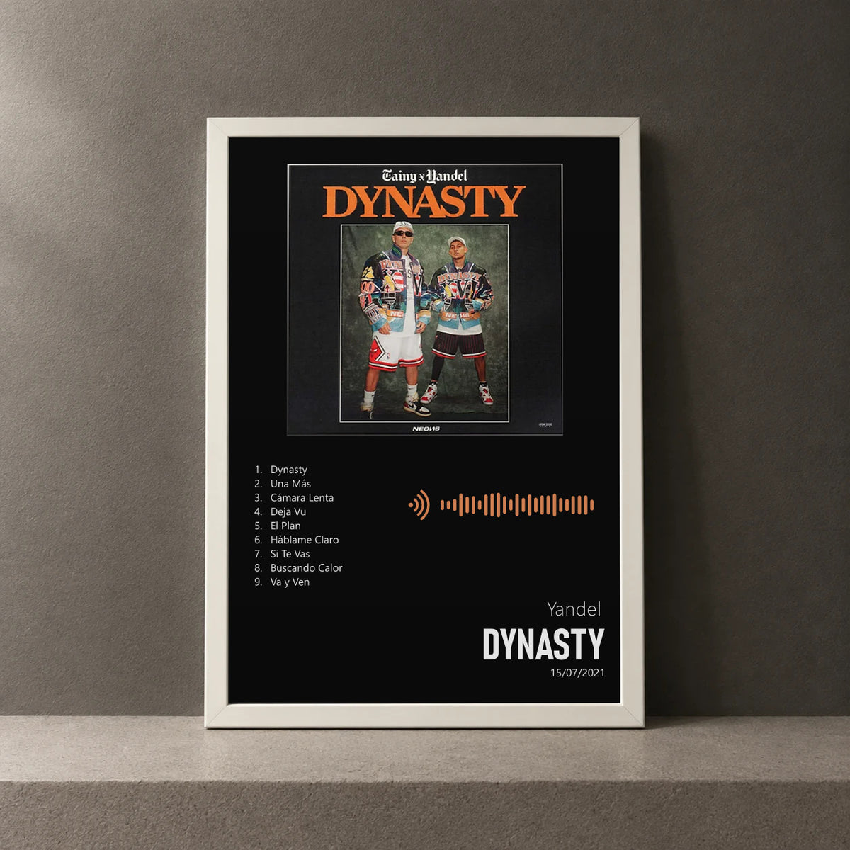 Cuadro de DYNASTY de Yandel, marco de 18 x 24 cm