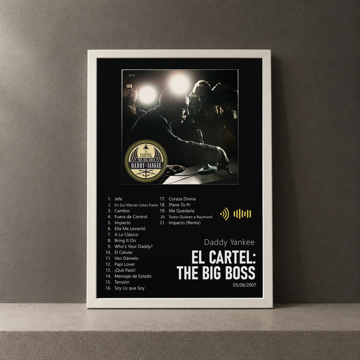 Cuadro de El Cartel: The Big Boss de Daddy Yankee, marco de 18 x 24 cm