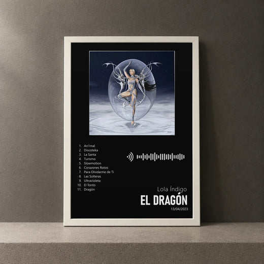 Cuadro de EL DRAGÓN de Lola Índigo, marco de 18 x 24 cm