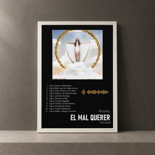 Cuadro de El Mal Querer de Rosalía, marco de 18 x 24 cm