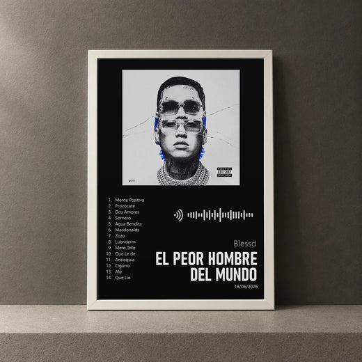 Cuadro de EL PEOR HOMBRE DEL MUNDO de Blessd, marco de 18 x 24 cm