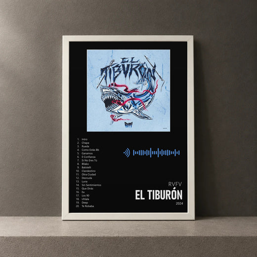 Cuadro de EL TIBURÓN de RVFV, marco de 18 x 24 cm