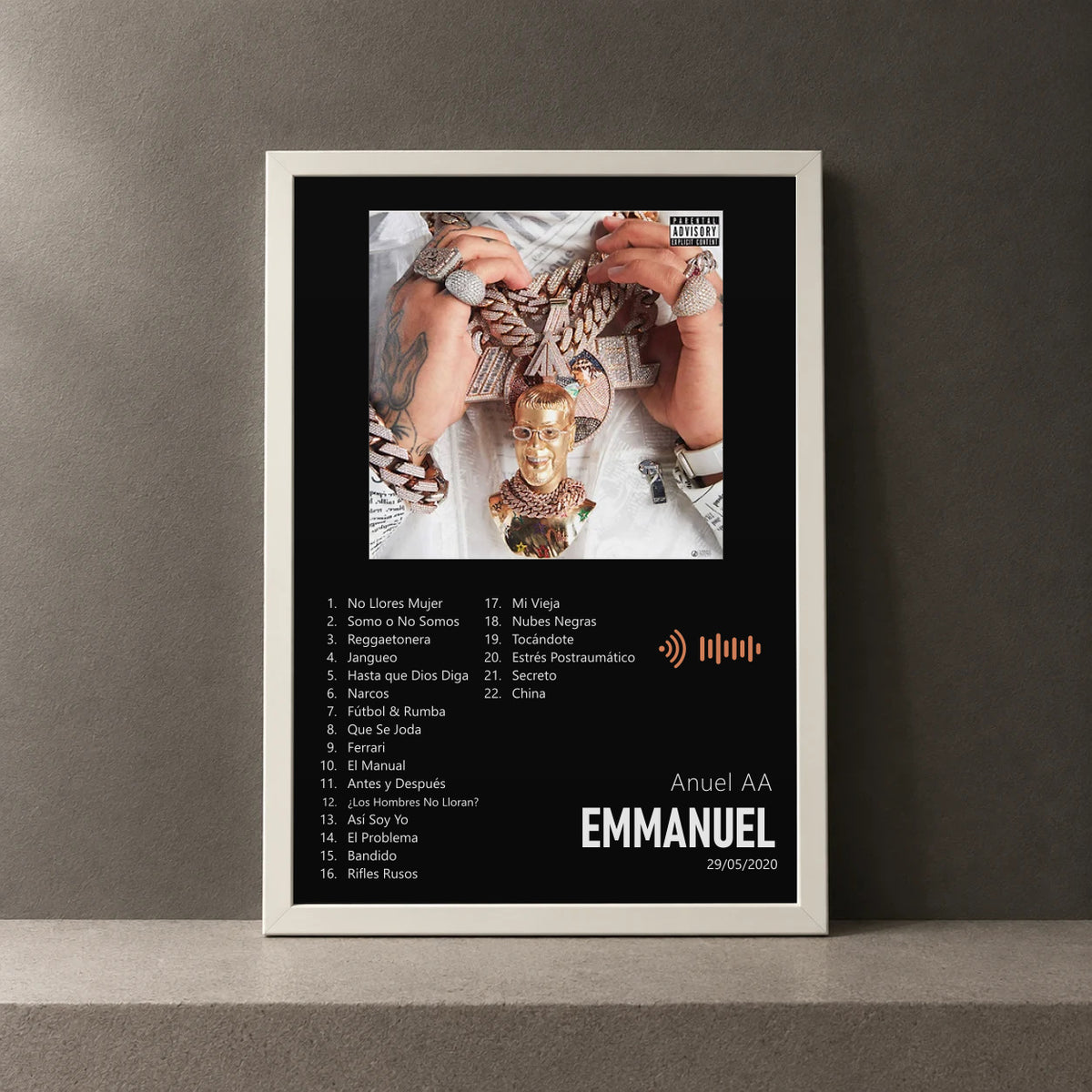Cuadro de Emmanuel de Anuel AA, marco de 18 x 24 cm