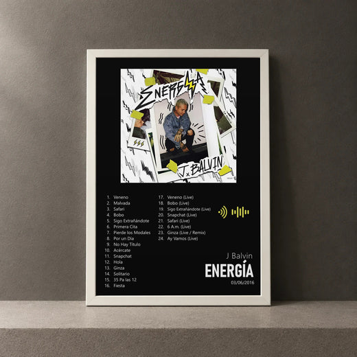 Cuadro de Energía de J Balvin, marco de 18 x 24 cm