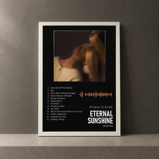 Cuadro de eternal sunshine de Ariana Grande, marco de 18 x 24 cm