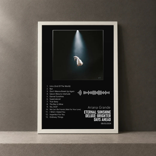 Cuadro de eternal sunshine deluxe: brighter days ahead de Ariana Grande, marco de 18 x 24 cm