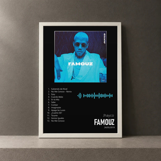 Cuadro de Famouz de Jhayco, marco de 18 x 24 cm