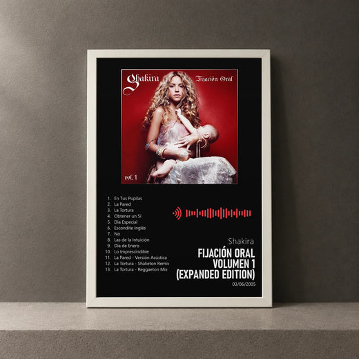 Cuadro de Fijación Oral Volumen 1 (Expanded Edition) de Shakira, marco de 18 x 24 cm