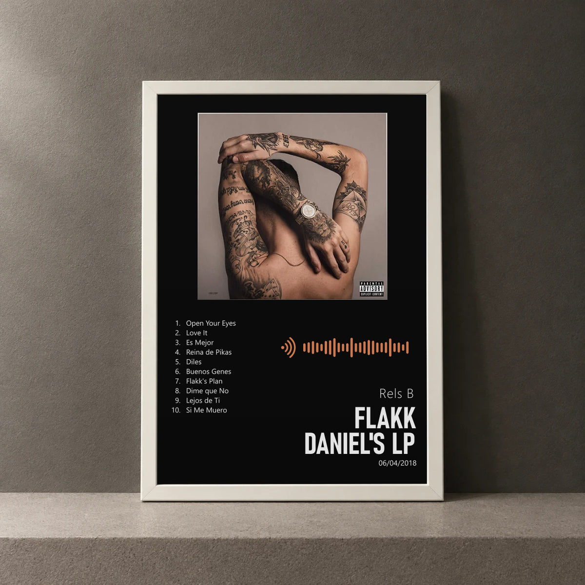 Cuadro de Flakk Daniel's Lp de Rels B, marco de 18 x 24 cm