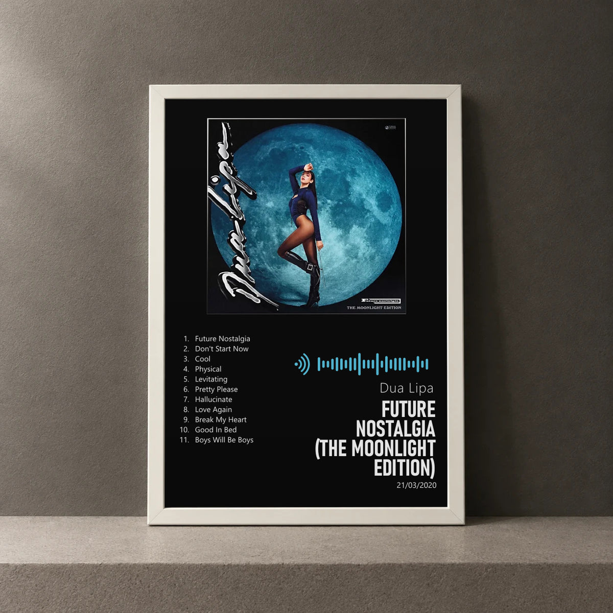 Cuadro de Future Nostalgia (The Moonlight Edition) de Dua Lipa, marco de 18 x 24 cm