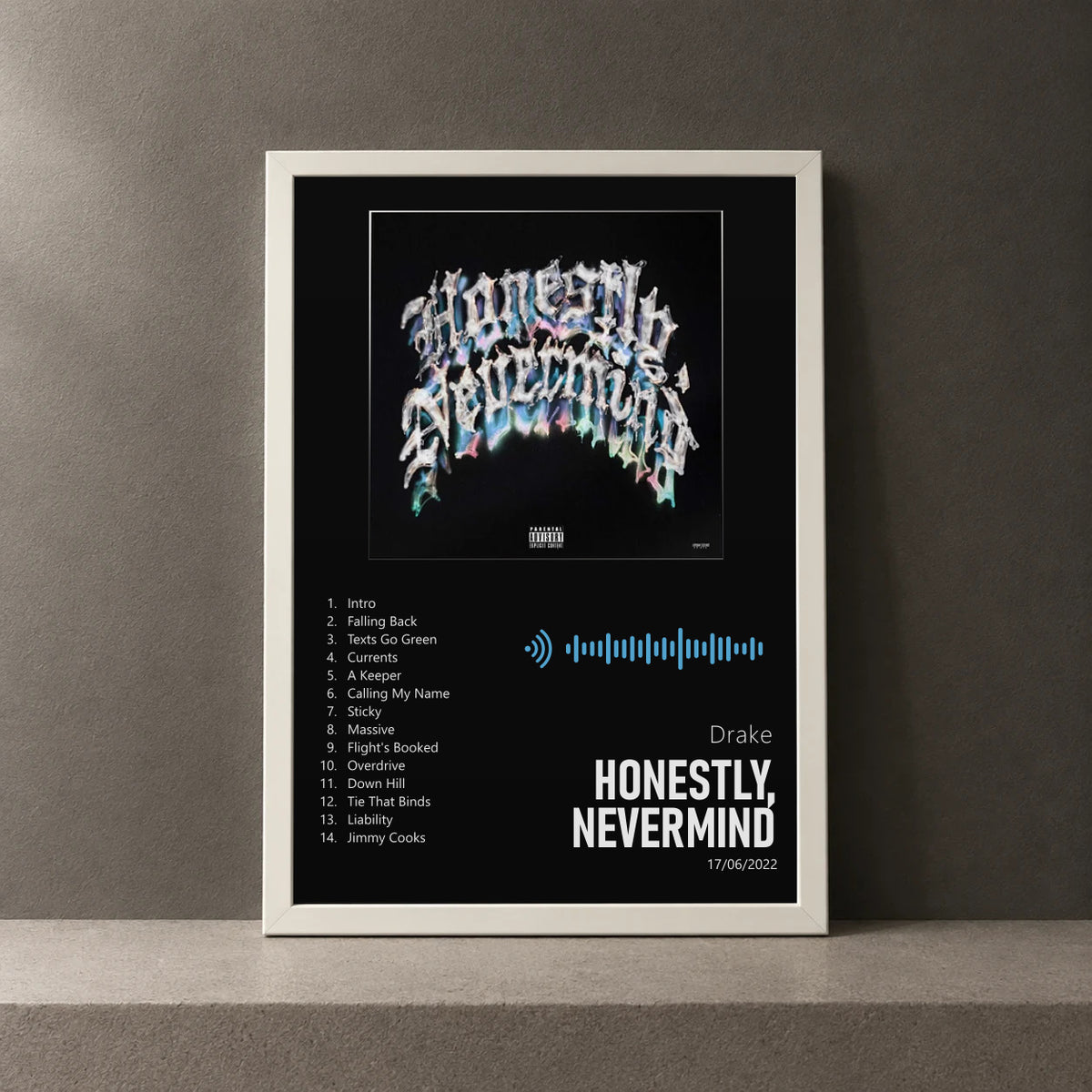 Cuadro de Honestly, Nevermind de Drake, marco de 18 x 24 cm