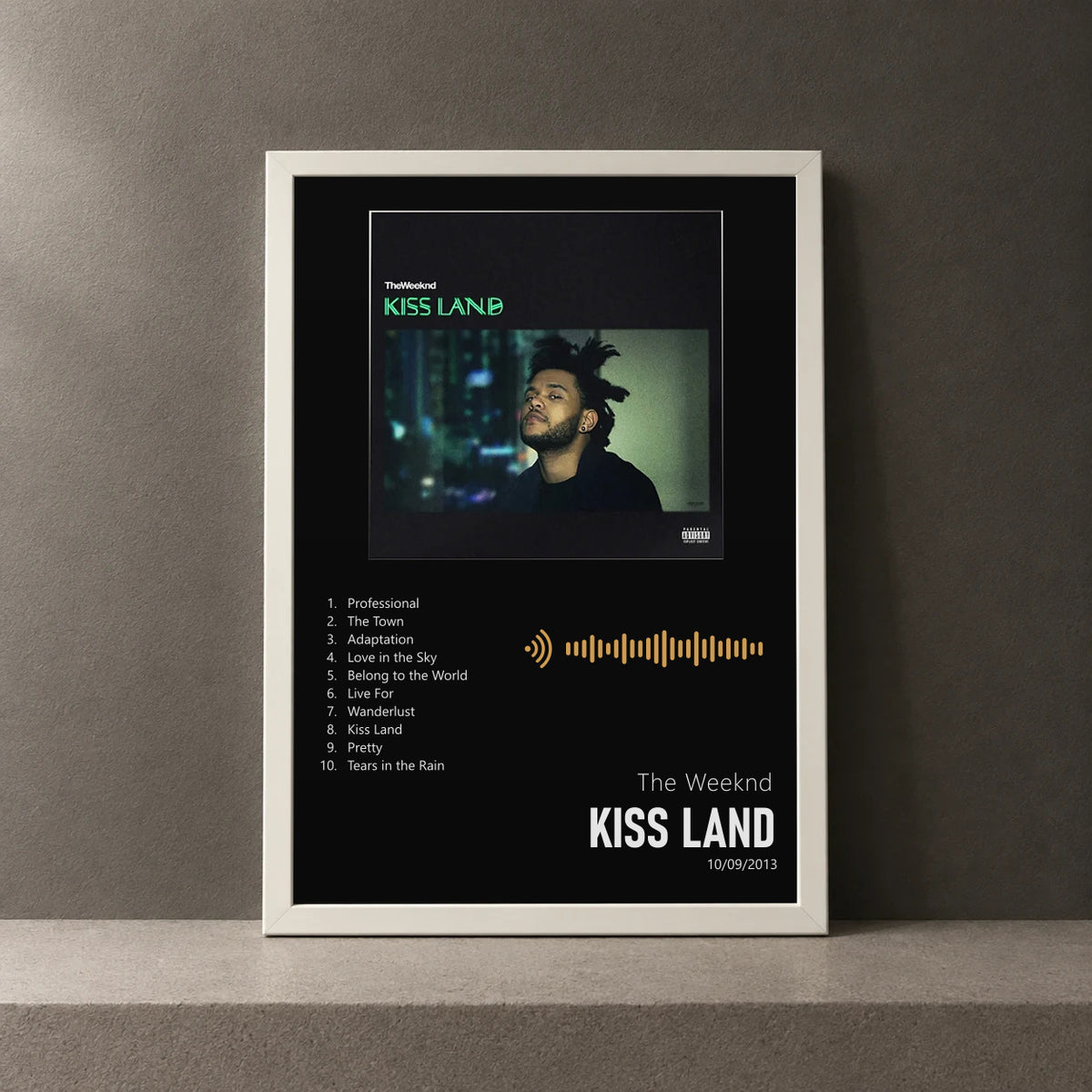 Cuadro de Kiss Land de The Weeknd, marco de 18 x 24 cm