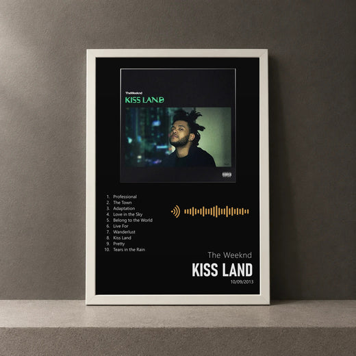 Cuadro de Kiss Land de The Weeknd, marco de 18 x 24 cm