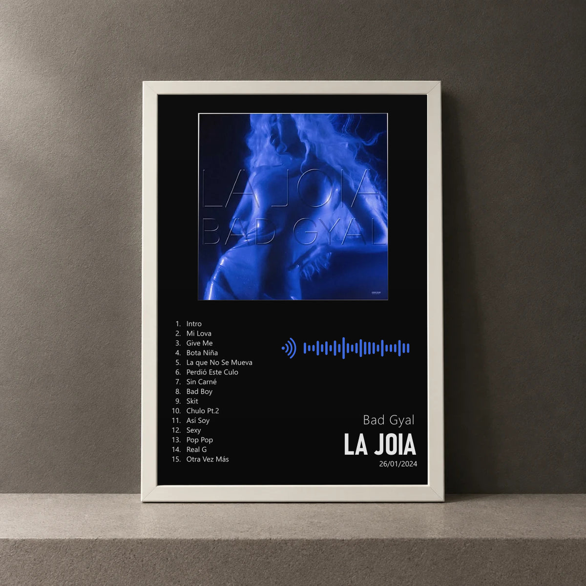 Cuadro de La Joia de Bad Gyal, marco de 18 x 24 cm