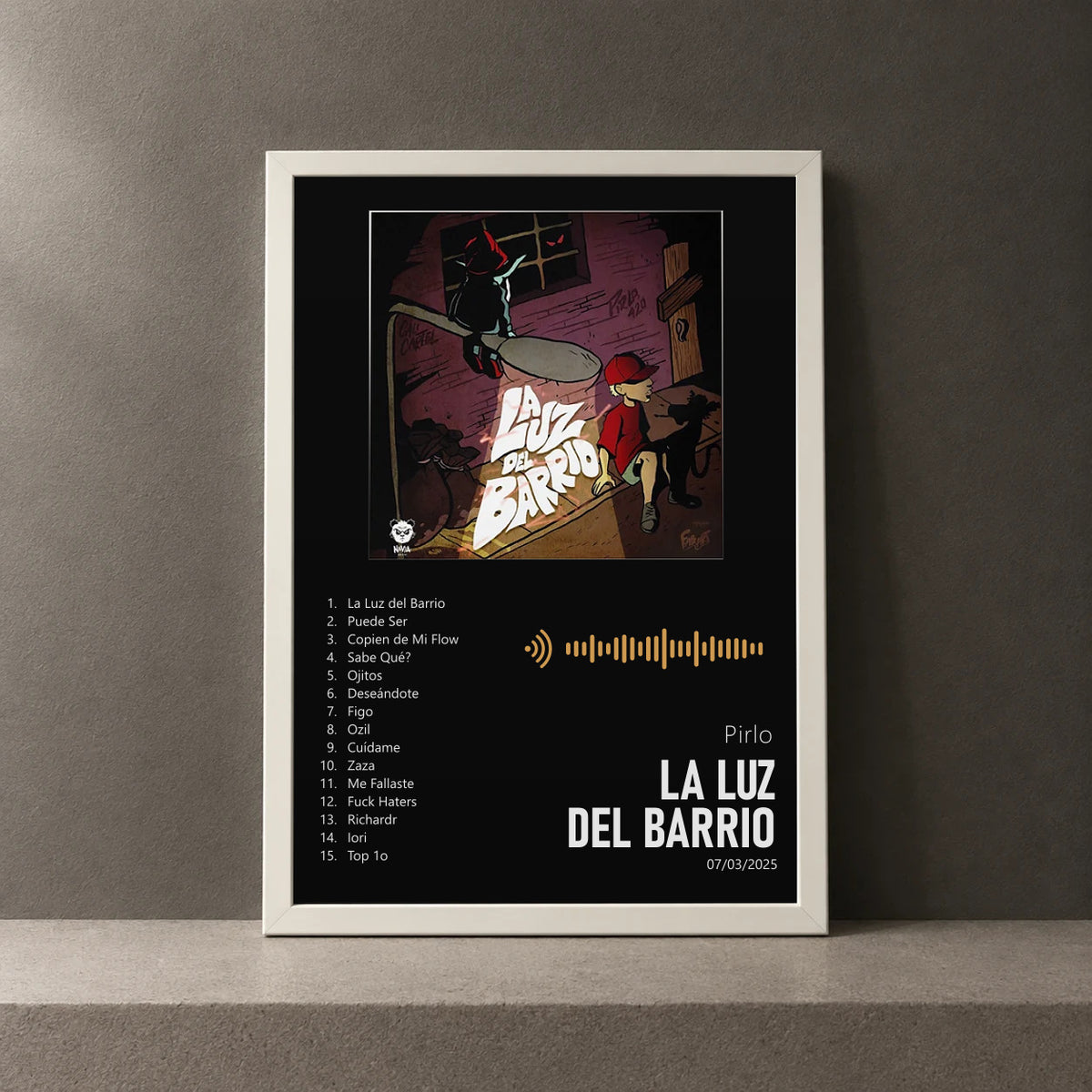 Cuadro de LA LUZ DEL BARRIO de Pirlo, marco de 18 x 24 cm