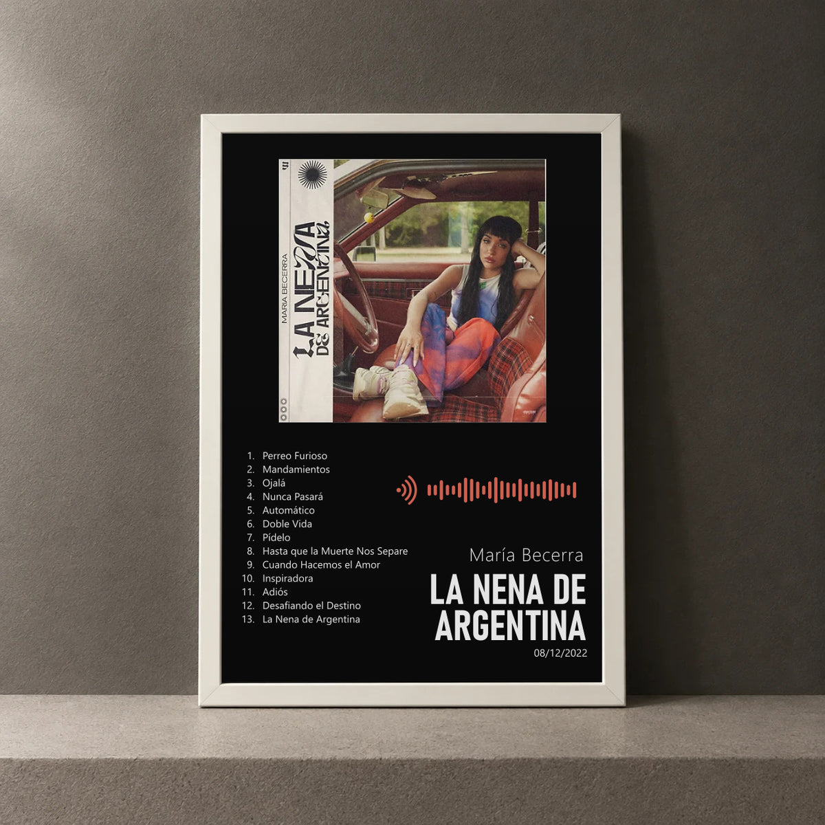 Cuadro de LA NENA DE ARGENTINA de María Becerra, marco de 18 x 24 cm