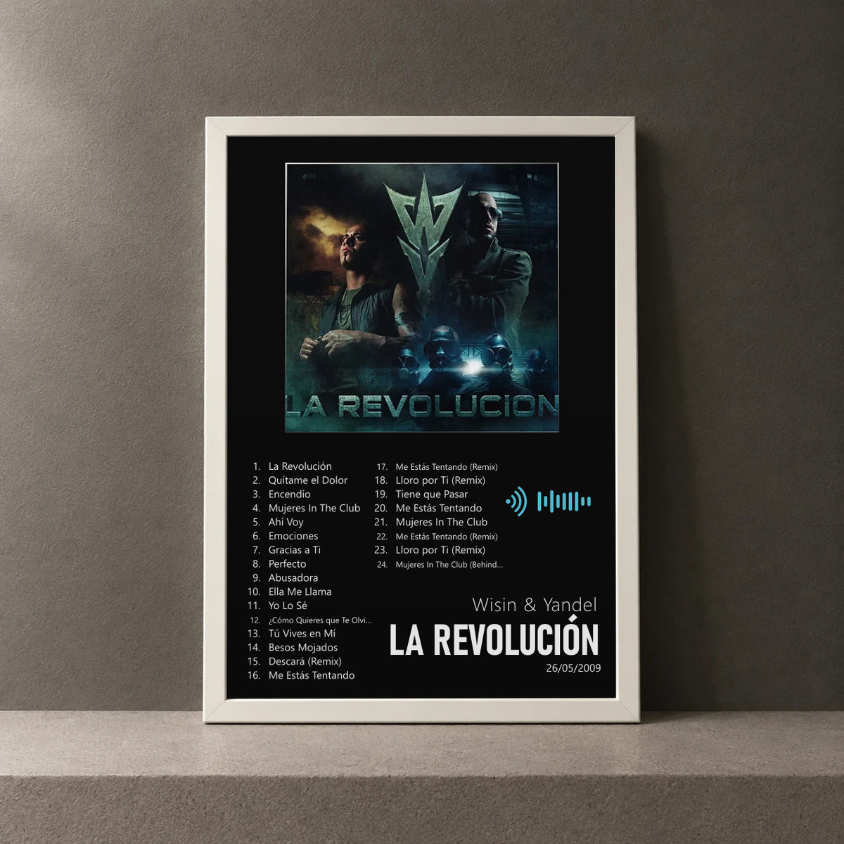 Cuadro de La Revolución de Wisin & Yandel, marco de 18 x 24 cm