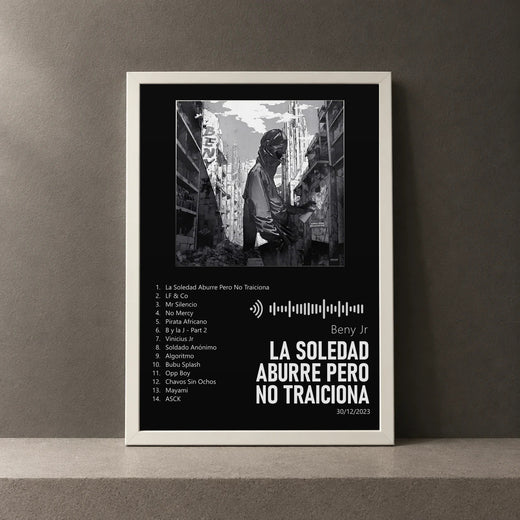 Cuadro de La Soledad Aburre Pero No Traiciona de Beny Jr, marco de 18 x 24 cm