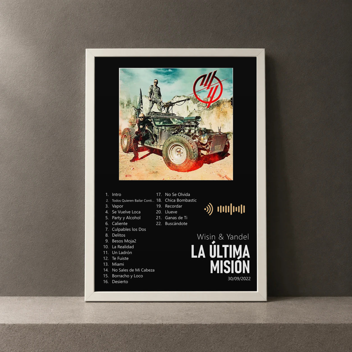 Cuadro de La Última Misión de Wisin & Yandel, marco de 18 x 24 cm