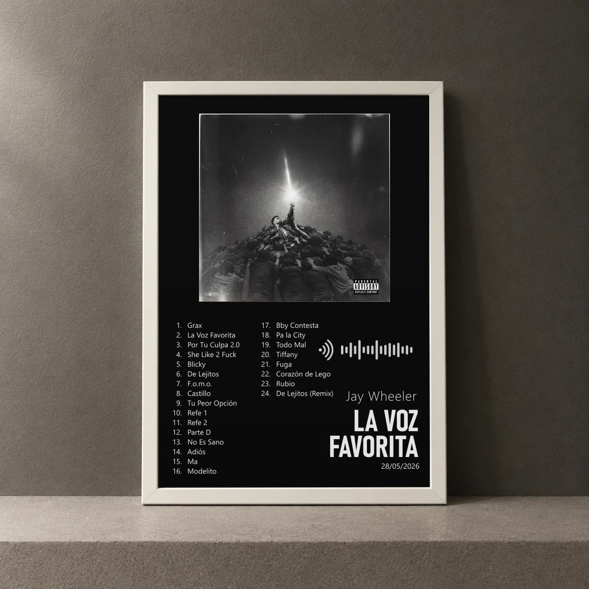 Cuadro de La Voz Favorita de Jay Wheeler, marco de 18 x 24 cm