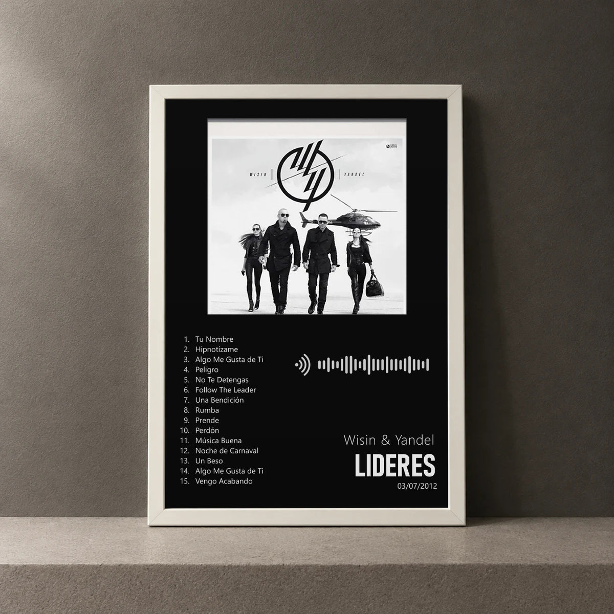 Cuadro de Lideres de Wisin & Yandel, marco de 18 x 24 cm