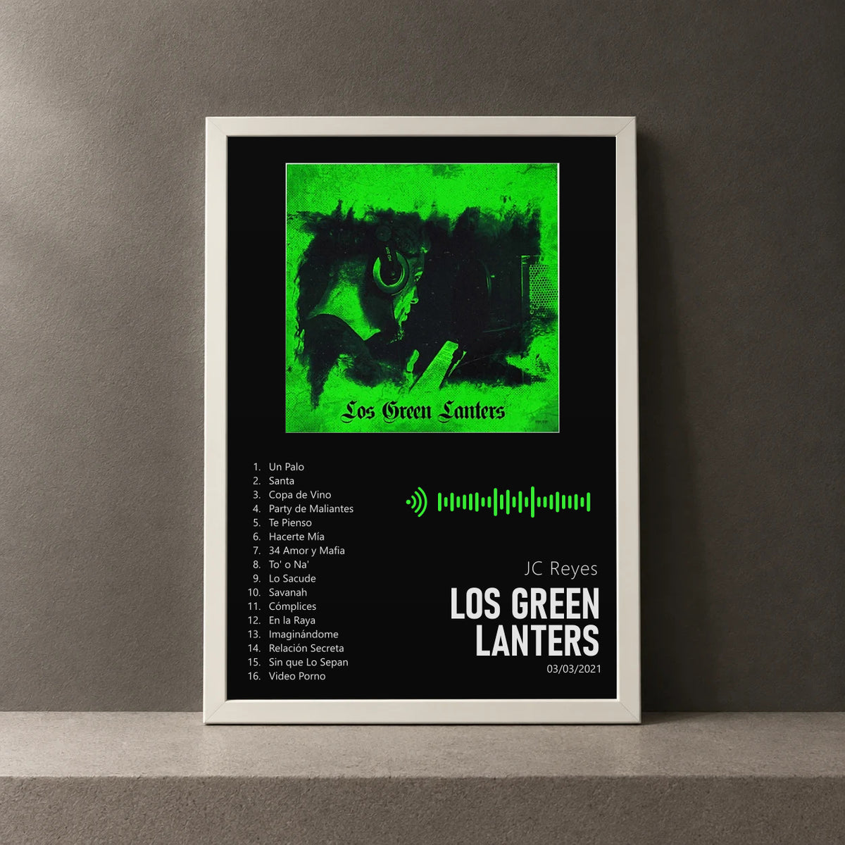 Cuadro de Los Green Lanters de JC Reyes, marco de 18 x 24 cm