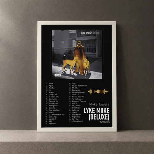 Cuadro de LYKE MIIKE (DELUXE) de Myke Towers, marco de 18 x 24 cm