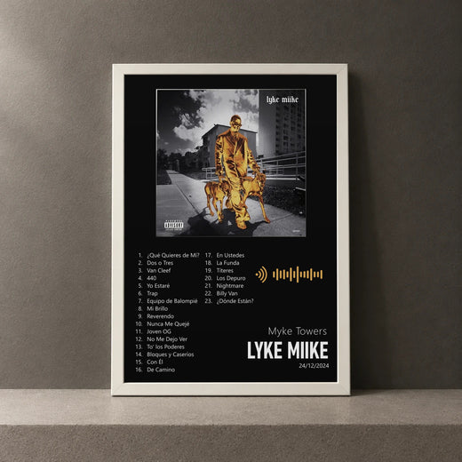 Cuadro de LYKE MIIKE de Myke Towers, marco de 18 x 24 cm