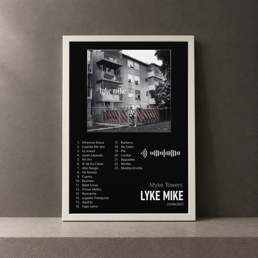 Cuadro de Lyke Mike de Myke Towers, marco de 18 x 24 cm