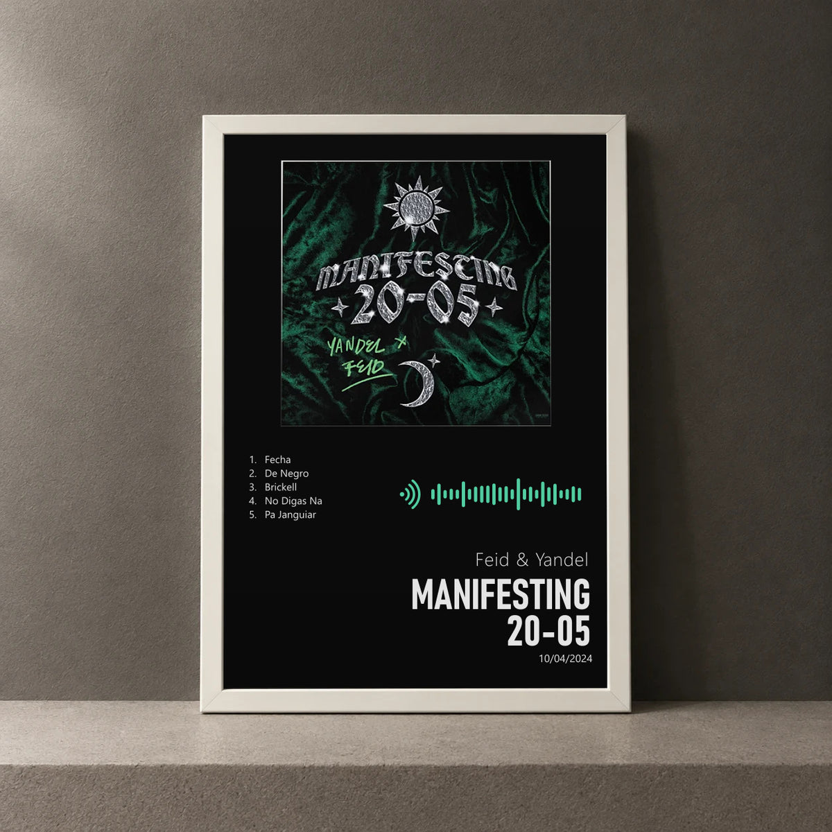 Cuadro de MANIFESTING 20-05 de Feid & Yandel, marco de 18 x 24 cm