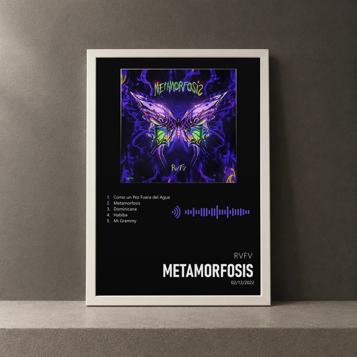 Cuadro de Metamorfosis de RVFV, marco de 18 x 24 cm